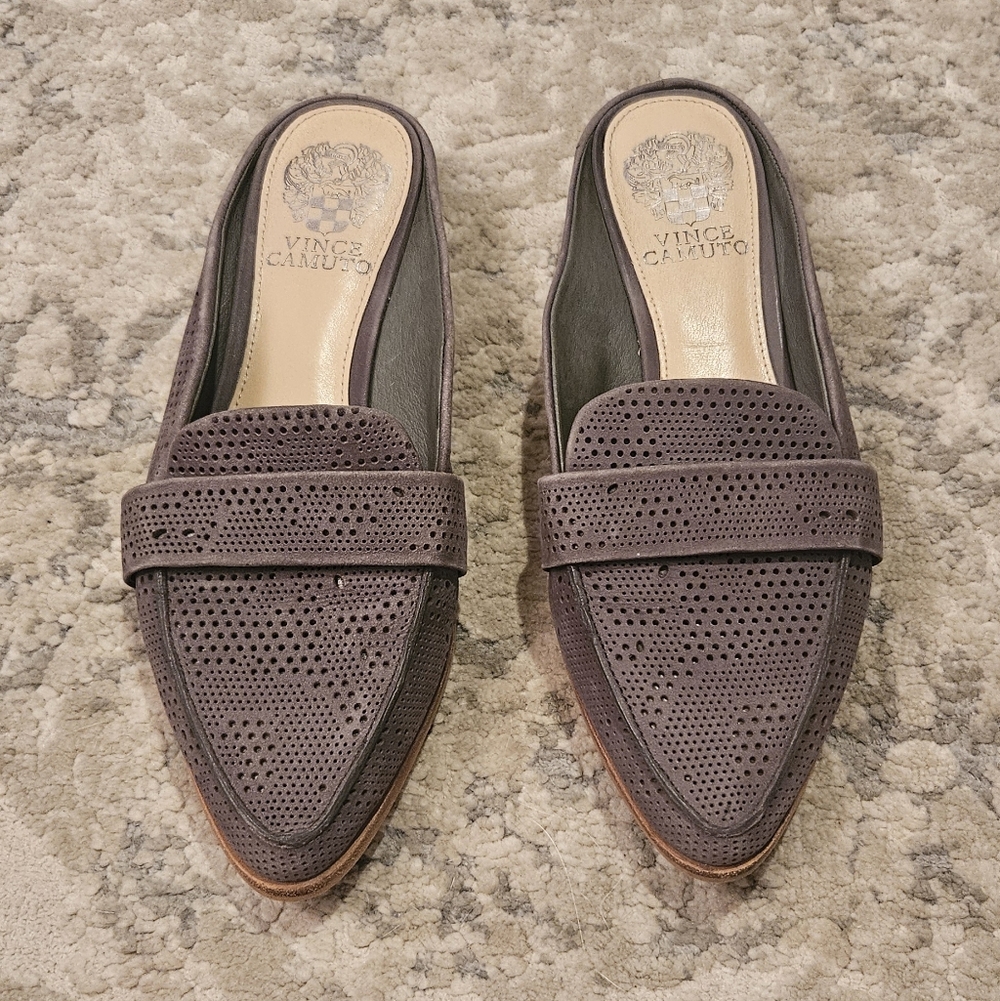Vince Camuto Charcoal Perforated Loafers
